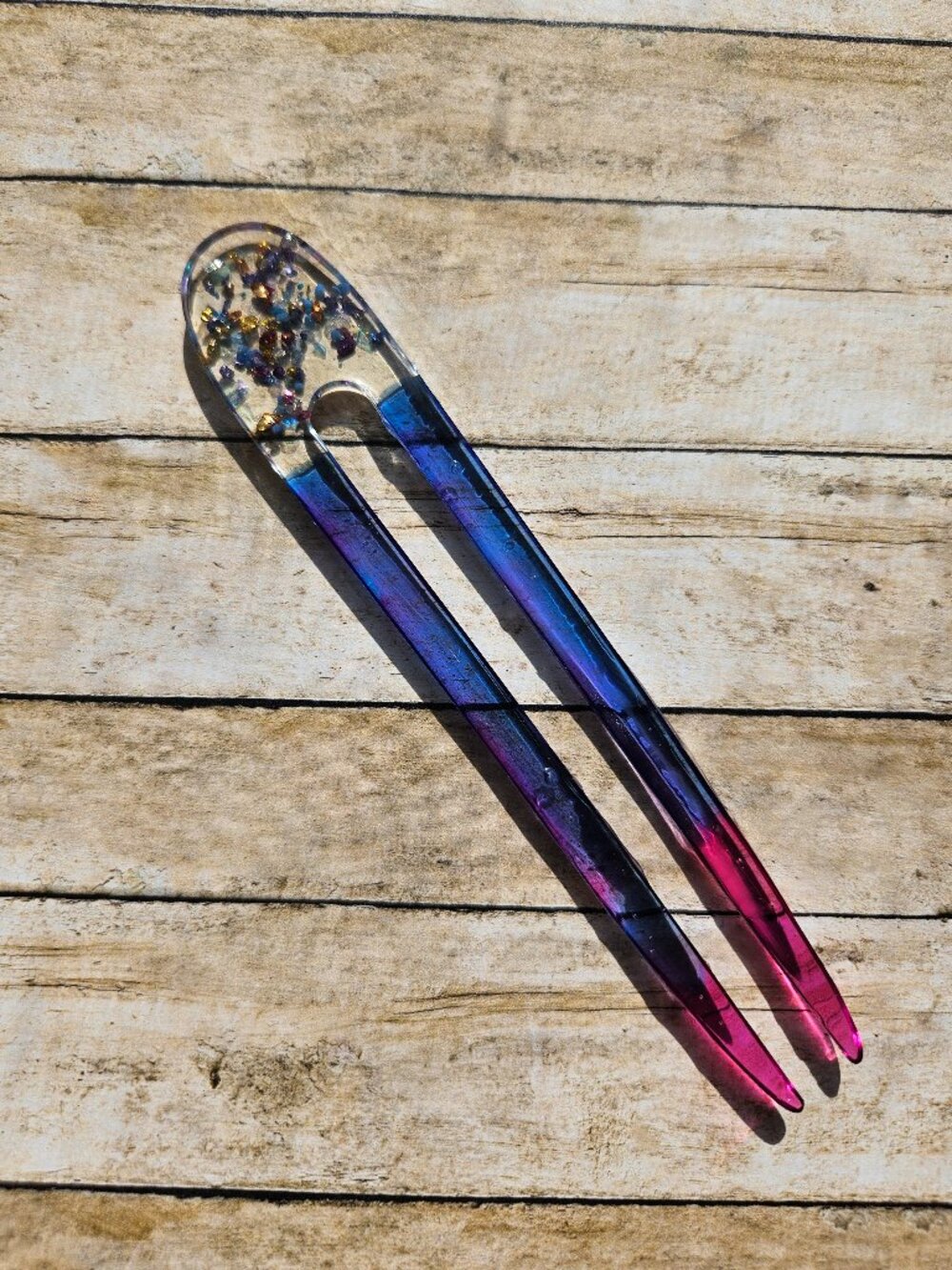 Handmade Resin Hair Stick "Mermaid" Glass Top